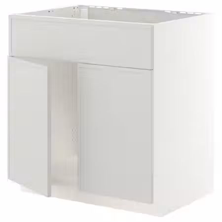 METOD Шкаф под мойку/2 двери/фасад - белый/Aspudden светло-серый 80x60 см