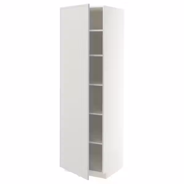 METOD Высокий шкаф с полками - белый/Aspudden светло-серый 60x60x200 см - фото 1