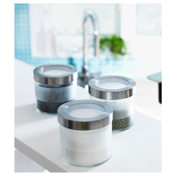 Банка с крышкой ДРОППАР, матовое стекло, нержавеющ сталь (0.4 л) - фото 3