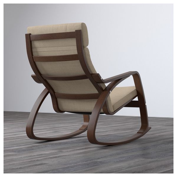 Кресло-качалка ПОЭНГ, коричневый, Исунда бежевый - фото 3