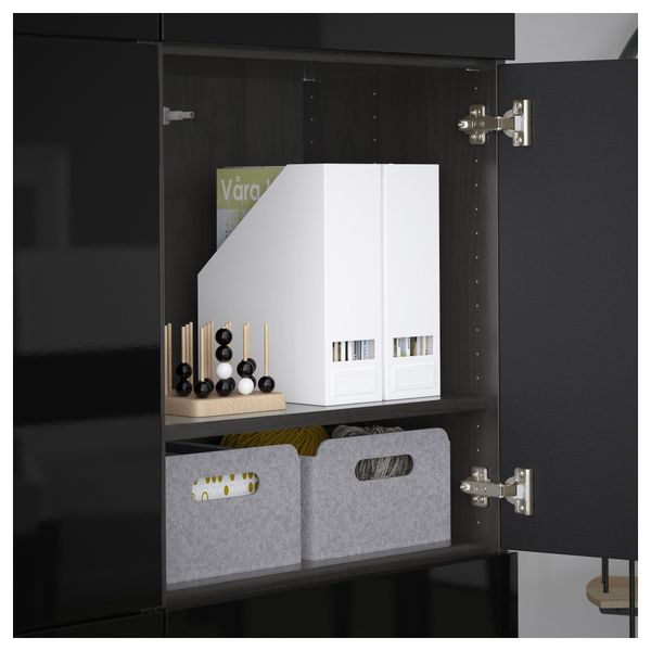 Комбинация для хранения с дверцами БЕСТО, черно-коричневый, Сельсвикен глянцевый/черный (120x40x192 см) - фото 3