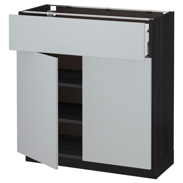 Напольный шкаф + ящик, 2 дверцы МЕТОД / МАКСИМЕРА, черный, Веддинге серый - схема-чертеж с размерами