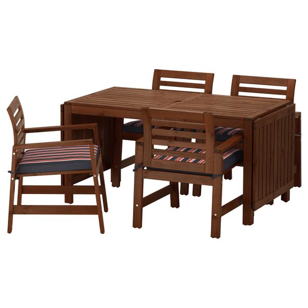 Стол + 4 кресла, для сада ЭПЛАРО, коричневая морилка, Экерон черный - фото 1