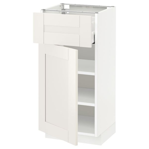 Напольный шкаф с ящиком/дверью, белый/Сэведаль белый 40x37 см IKEA METOD МЕТОД / MAXIMERA МАКСИМЕРА 692.386.98 - фото 1