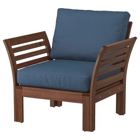 Садовое кресло, коричневая морилка/ФРЁСЁН/ДУВХОЛЬМЕН синий IKEA ÄPPLARÖ ЭПЛАРО 694.138.90