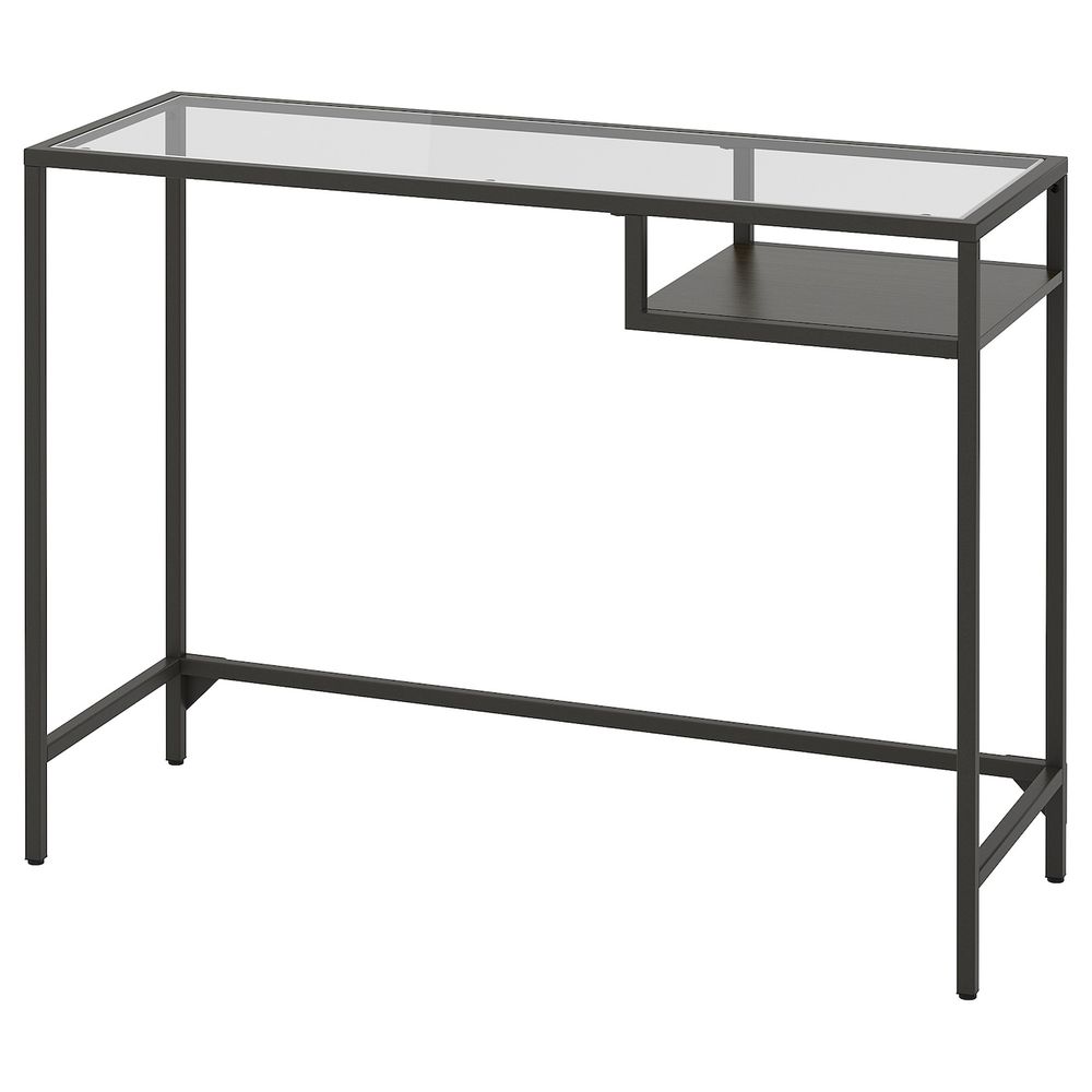 Стол для/ноутбука, черно-коричневый/стекло 100x36 см IKEA VITTSJÖ ВИТШЁ 703.850.18 - фото 1