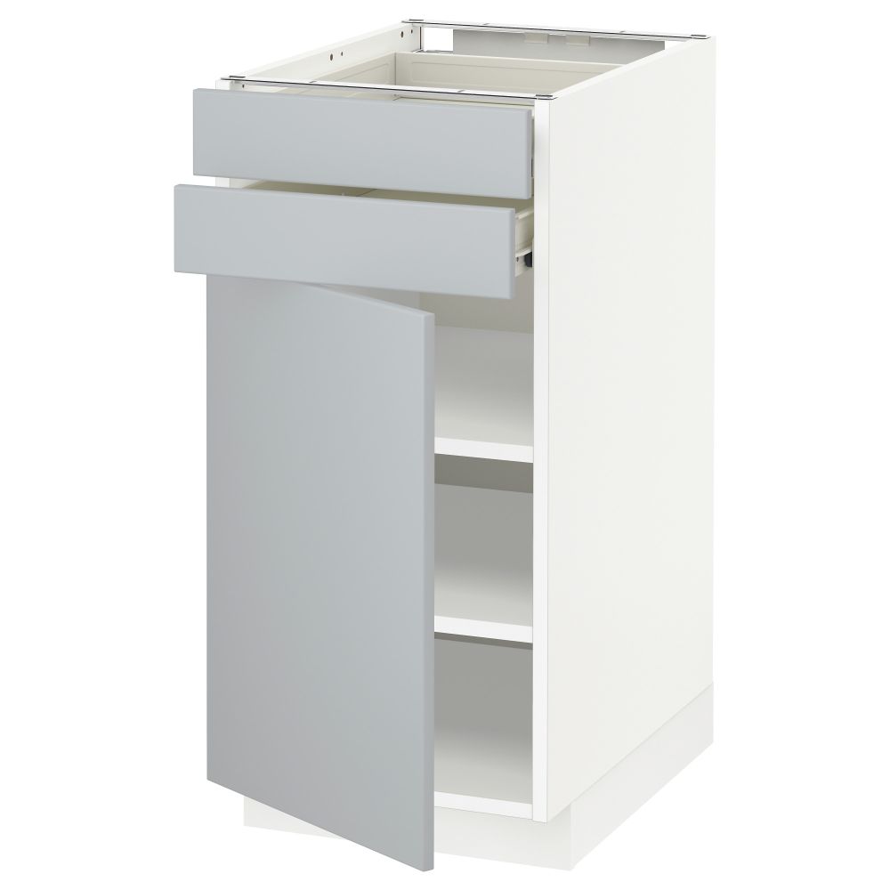 Напольный шкаф с дверцей, 2 ящиками МЕТОД / ФОРВАРА, белый, Веддинге серый - схема-чертеж с размерами