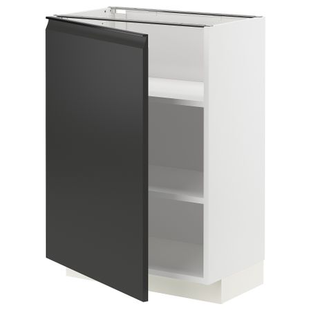 Напольный шкаф с полками, белый, Upplöv матовый антрацит, 60x37 см IKEA METOD МЕТОД 394.930.58