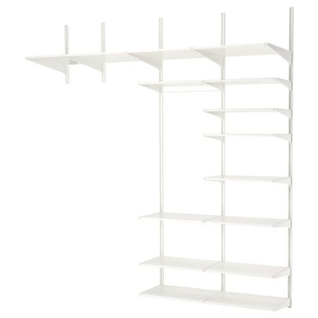 4 секции/полки, белый 230x61x254 см IKEA АЛЬГОТ 792.767.55