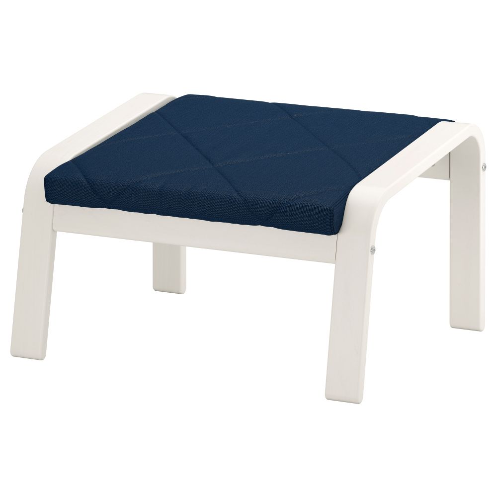 Табурет для ног ПОЭНГ, белый, Эдум темно-синий - фото 1