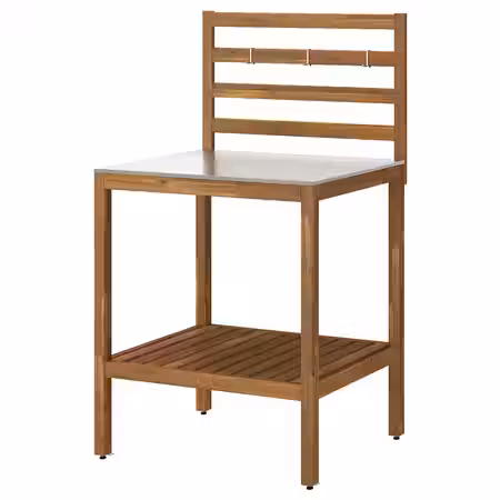 NÄMMARÖ Открытый кухонный модуль - светло-коричневая морилка/нержавеющ сталь для сада 80x62 см