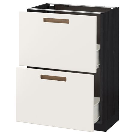 Напольный шкаф с 2 ящиками МЕТОД / ФОРВАРА, черный, Мэрста белый