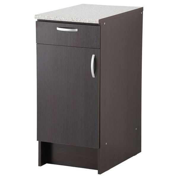 Напольный шкаф с дверью и ящиком АЛЬБРУ, черно-коричневый (40x89 см) - фото 1
