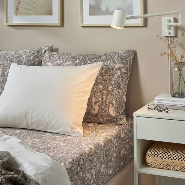 Простыня натяжная, бежевый, темно-серый, 120x200 см IKEA JÄTTEVALLMO ЙЭТТЕВАЛЛМО 505.014.48 - схема-чертеж с размерами