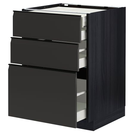 Напольный шкаф 3 фасада, 2 низких, 1 средний, 1 высокий ящик IKEA METOD МЕТОД, MAXIMERA МАКСИМЕРА 294.955.95