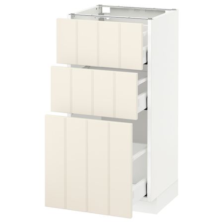 Напольный шкаф с 3 ящиками, белый/Хитарп белый с оттенком 40x37 см IKEA METOD МЕТОД / MAXIMERA МАКСИМЕРА 292.307.22