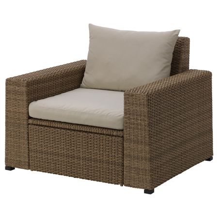 Садовое кресло, коричневый/Холло бежевый IKEA СОЛЛЕРОН 892.415.05