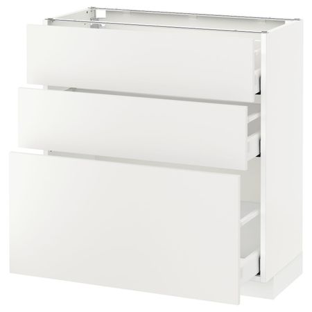 Напольный шкаф с 3 ящиками, белый/Хэггеби белый 80x37 см IKEA METOD МЕТОД / MAXIMERA МАКСИМЕРА 292.315.28