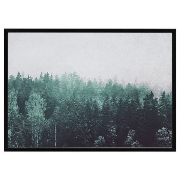 Картина с рамой БЬЁРКСТА, Кроны деревьев, черный (140x100 см) - фото 1
