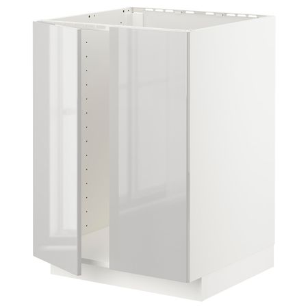 Напольный шкаф для раковины + 2 двери, белый/Рингульт светло-серый 60x60 см IKEA METOD МЕТОД 393.003.71