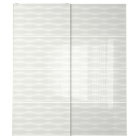 Пара раздвижных дверей ИННФЬОРДЕН, белое стекло