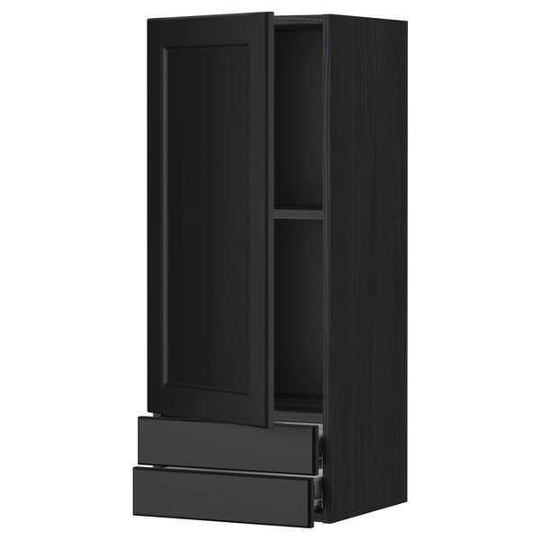 Навесной шкаф с дверцей, 2 ящика МЕТОД / ФОРВАРА, черный, Лаксарби черно-коричневый - фото 1