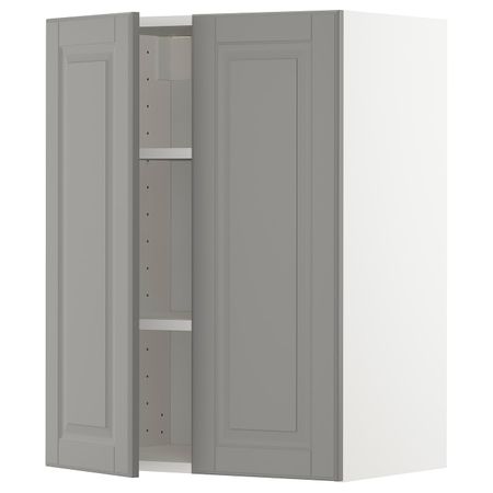 Навесной шкаф с полками/2дверцы, белый/Будбин серый 60x80 см IKEA METOD МЕТОД 193.000.51