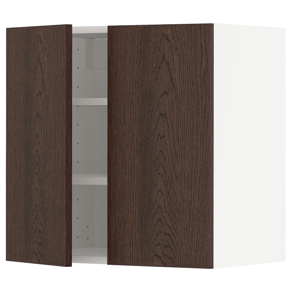 Навесной шкаф с полками/2дверцы, белый/Синарп коричневый 60x60 см IKEA METOD МЕТОД 894.046.77 - схема-чертеж с размерами