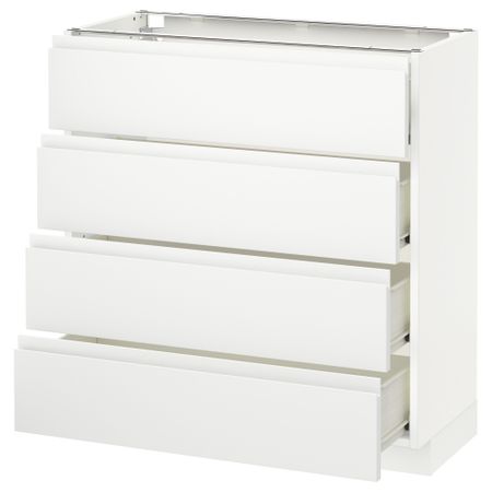 Напольный шкаф 4 фронтальных панели, 4 ящика МЕТОД / ФОРВАРА, белый, Воксторп белый