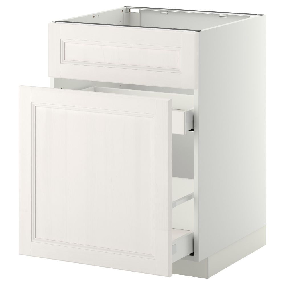 Напольный шкаф под мойку, сорт муcора, 1 дверца, 2 ящика МЕТОД / МАКСИМЕРА, белый, Лаксарби белый (60x60 см) - схема-чертеж с размерами