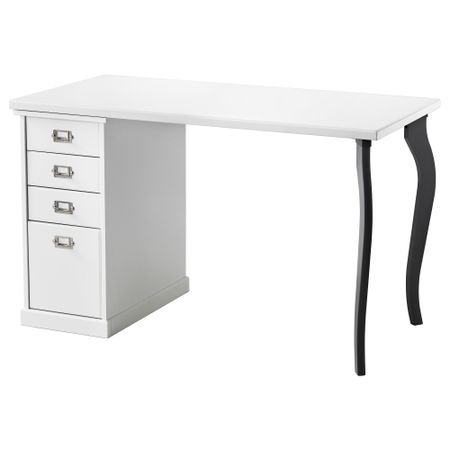 Стол с ящиками КЛИМПЕН / ЛАЛЛЕ, белый, серый (120x60 см)