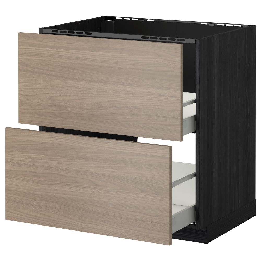 Напольный шкаф под мойку + 2 фронтальных панели, 2 ящика МЕТОД / МАКСИМЕРА, черный, Брокхульт светло-серый - схема-чертеж с размерами