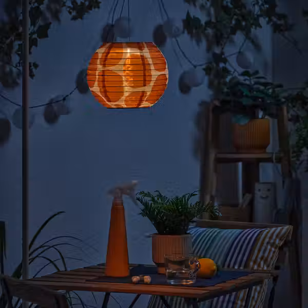 SOLVINDEN Подвесной светильник - в горошек/на солнечной батарее оранжевый 22 см - схема-чертеж с размерами