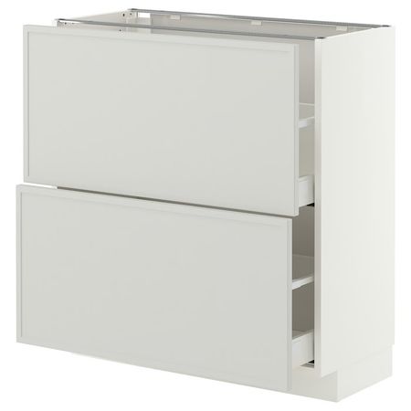 METOD / MAXIMERA Напольный шкаф с 2 ящиками - белый/Aspudden светло-серый 80x37 см