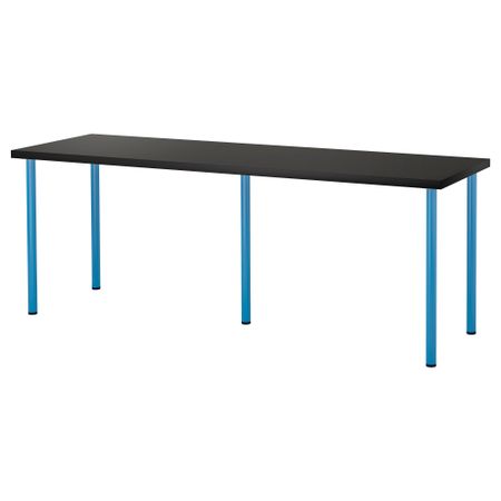 Стол ЛИННМОН / АДИЛЬС, черно-коричневый, синий (200x60 см)