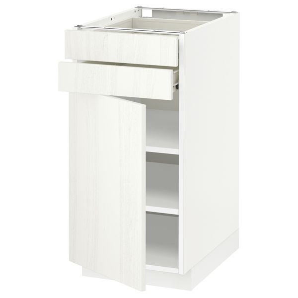 Напольный шкаф с дверцей, 2 ящиками МЕТОД / ФОРВАРА, белый, Росдаль белый - схема-чертеж с размерами