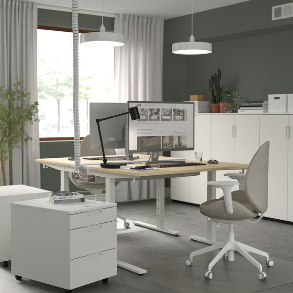MITTZON Письменный стол - березовый шпон/белый 120x80 см - фото 5