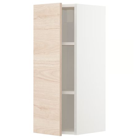 METOD Навесной шкаф с полками - белый/Askersund под светлый ясень 30x80 см