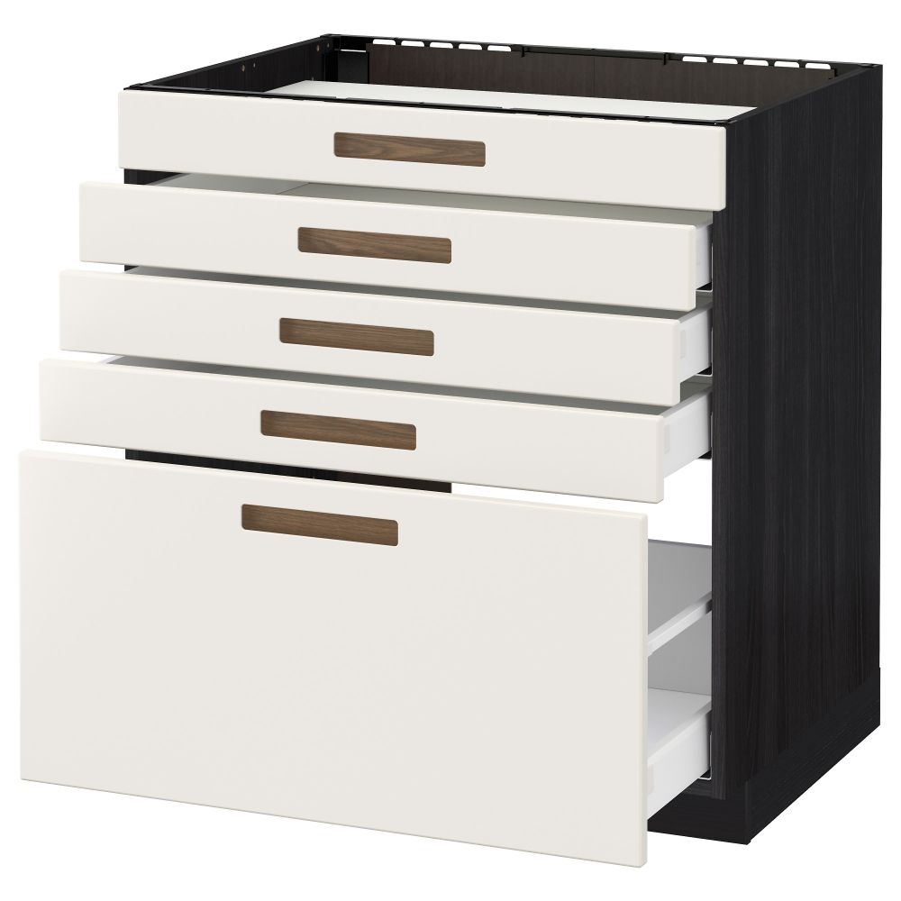 Напольный шкаф для варочной панели, 5 фасадов, 4 ящиков МЕТОД / МАКСИМЕРА, черный, Мэрста белый - схема-чертеж с размерами