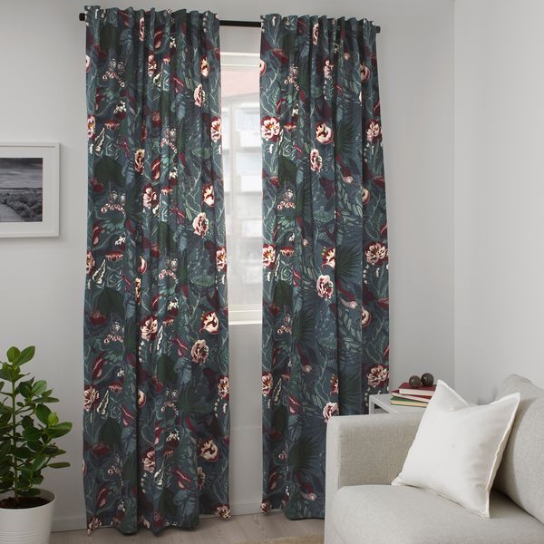 Ткань, темно-синий с цветочным орнаментом, 150 см IKEA FILODENDRON ФИЛОДЕНДРОН 504.108.01 - схема-чертеж с размерами