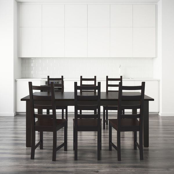 Стол и 6 стульев, коричнево-чёрный 201 см IKEA STORNÄS СТУРНЭС / KAUSTBY КАУСТБИ 692.296.94 - фото 2