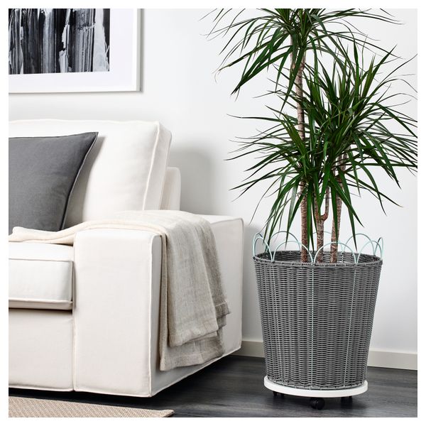 Кашпо СОЛРОСФРО, д/дома/улицы серый, зеленый - фото 3