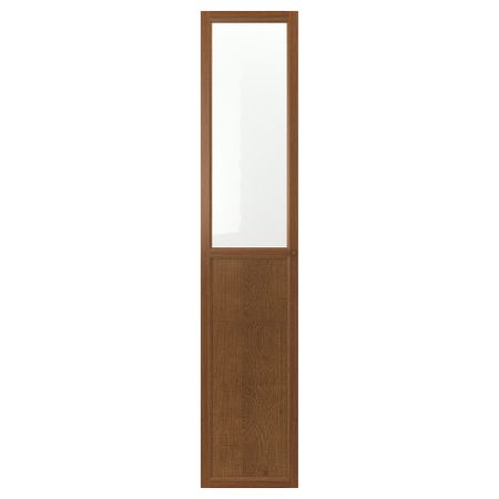 Панельная, стекляная дверца, 40x192 см, коричневый ясеневый шпон IKEA OXBERG ОКСБЕРГ 303.233.72