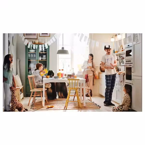 HAUGA / HÖGVED ХЁГВЕД Стол и 4 стула - белый/березовый шпон 118x74 см - фото 4