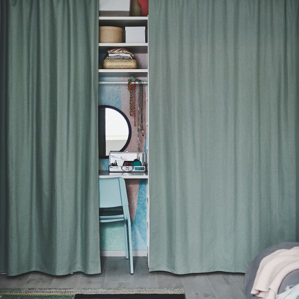 Гардины, 2 шт., зеленый 145x300 см IKEA TIBAST ТИБАСТ 604.280.18 - схема-чертеж с размерами