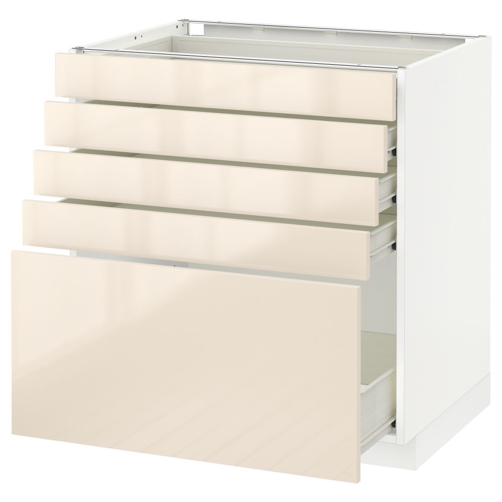 Напольный шкаф с 5 ящиками МЕТОД / ФОРВАРА, белый, Рингульт кремовый - схема-чертеж с размерами