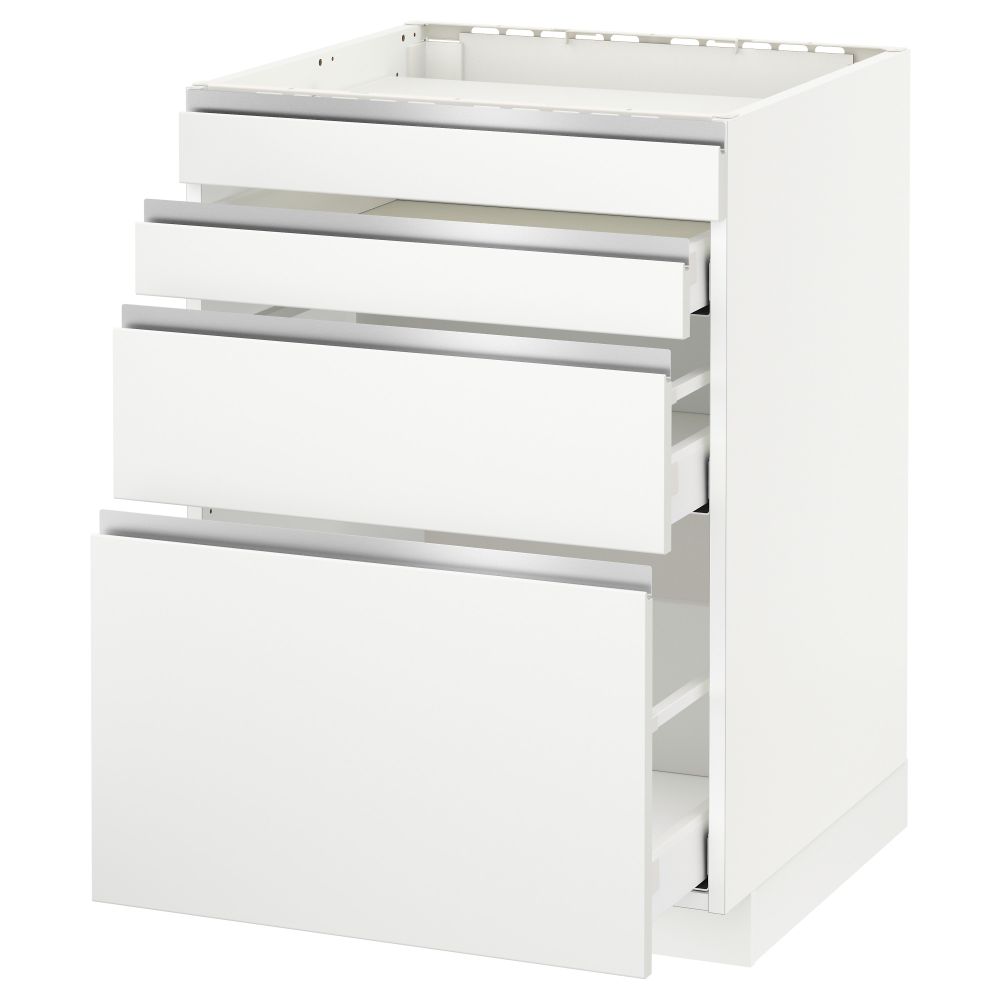 Напольный шкаф для духовки, 4фасада, 3 ящика МЕТОД / МАКСИМЕРА, белый, Нодста белый - схема-чертеж с размерами