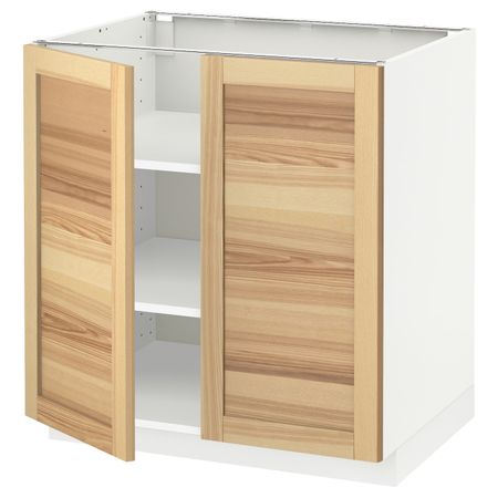 Напольный шкаф с полками/2дверцами, белый/Торхэмн ясень 80x60 см IKEA METOD МЕТОД 494.447.79