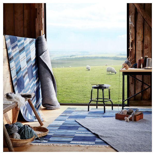 Ковер безворсовый, ручная работа различные оттенки синего 170x240 см IKEA TRANGET ТРАНГЕТ 504.385.36 - фото 6