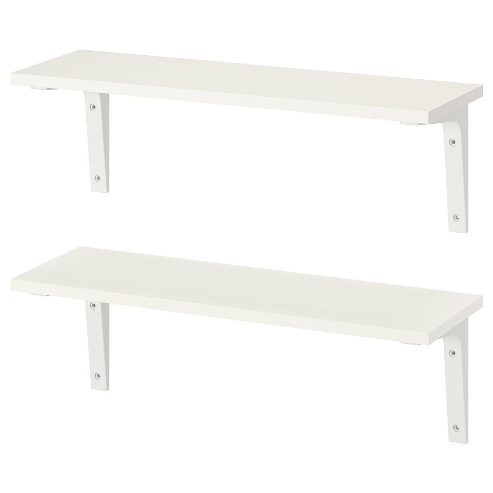 Навесная полка, комбинация, белый, белый, 59x20 см IKEA БУРГУЛЬТ / ЭКБИ СТЁДИС 692.912.09 - фото 1